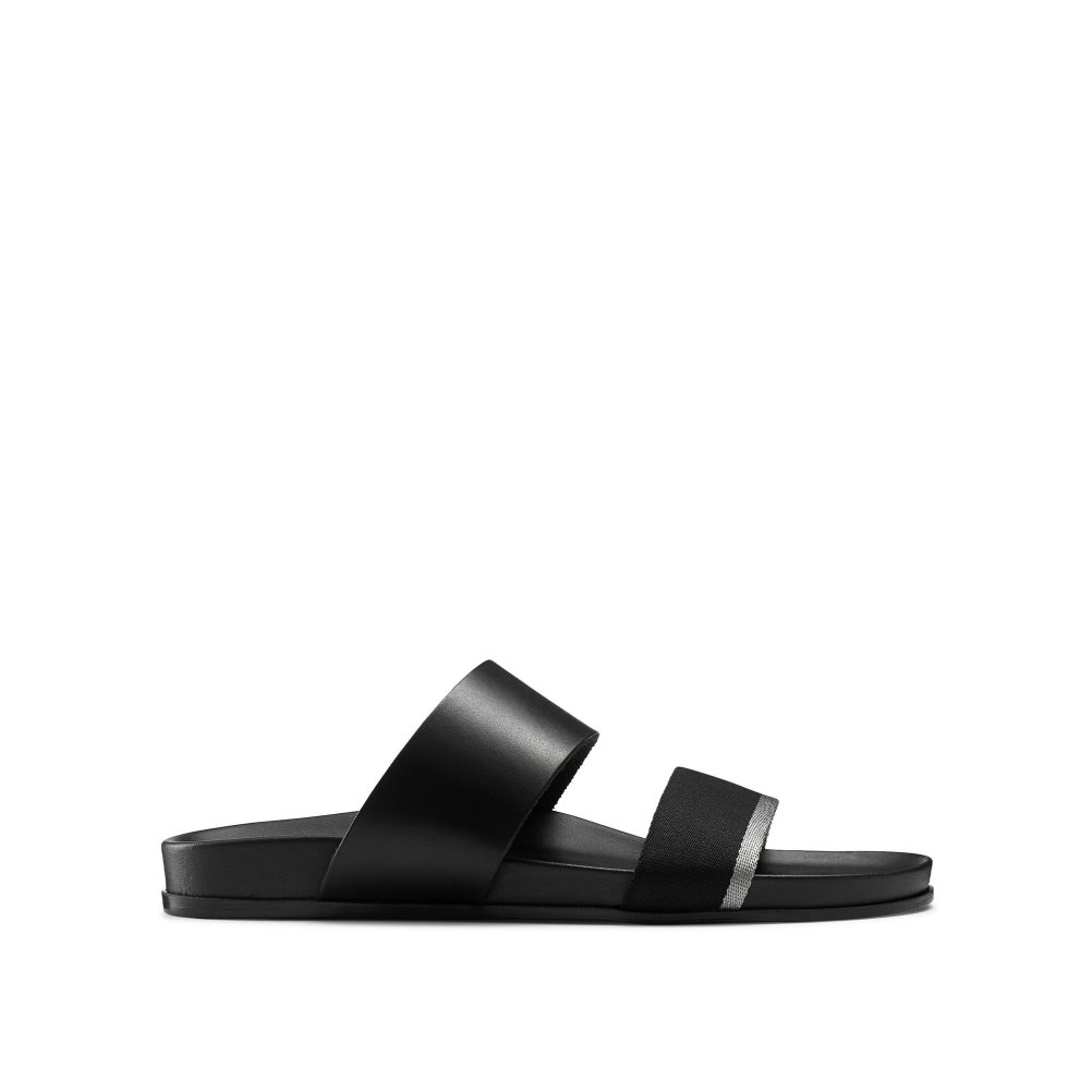 Russell And Bromley Fab Line Footbed Sandaler Herre Svarte | 823RVIWY