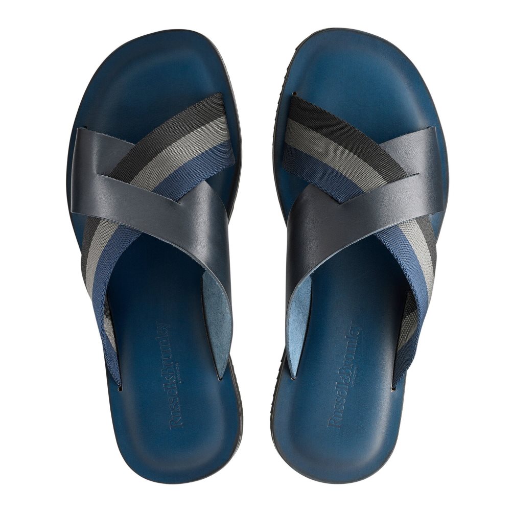 Russell And Bromley Fab Slip-on Slidesandaler Herre Marineblå | 578BTVOP