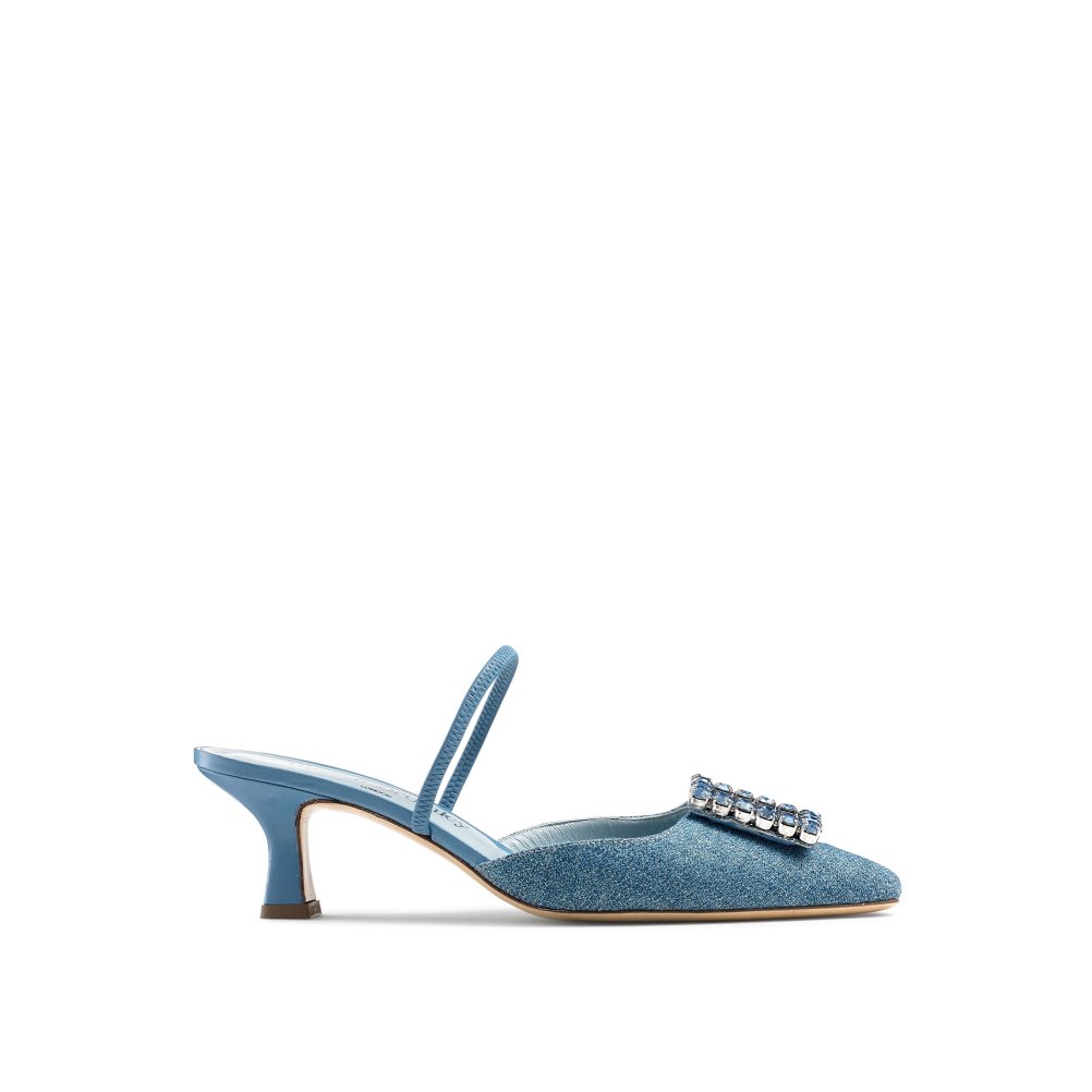 Russell And Bromley Fairytale Slingback Gem Kitten Sandaler med Hæl Dame Marineblå | 093RIOHE