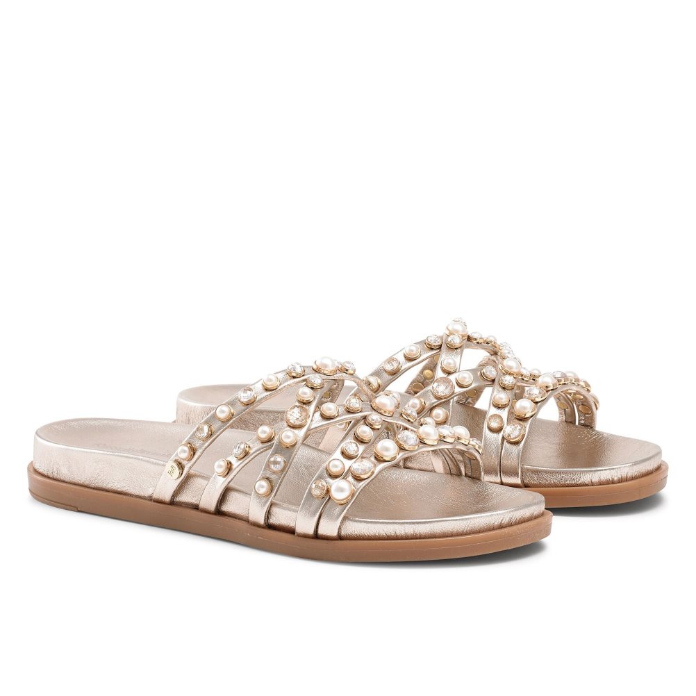 Russell And Bromley Fancy Embellished Flate Sandaler Dame Gull | 239UFLMA