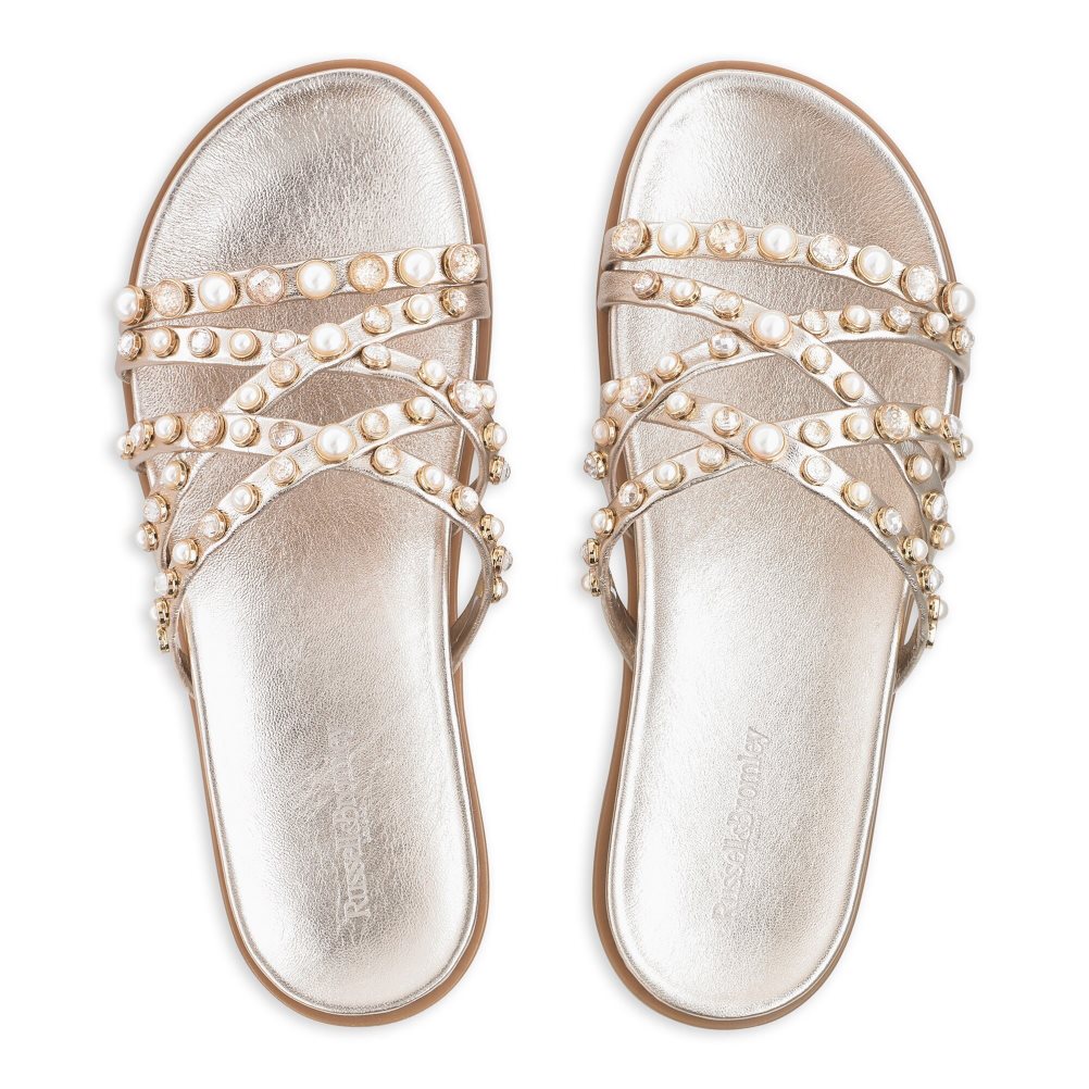 Russell And Bromley Fancy Embellished Flate Sandaler Dame Gull | 239UFLMA