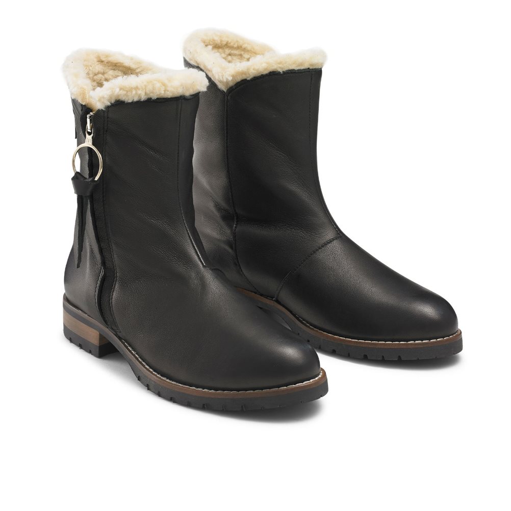 Russell And Bromley Grizzly Warm Forede Fur Ankelstøvletter Dame Svarte | 367APWZE