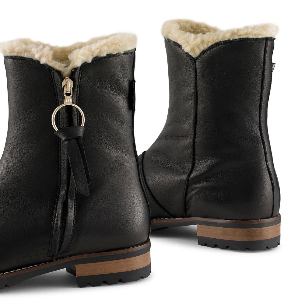 Russell And Bromley Grizzly Warm Forede Fur Ankelstøvletter Dame Svarte | 367APWZE