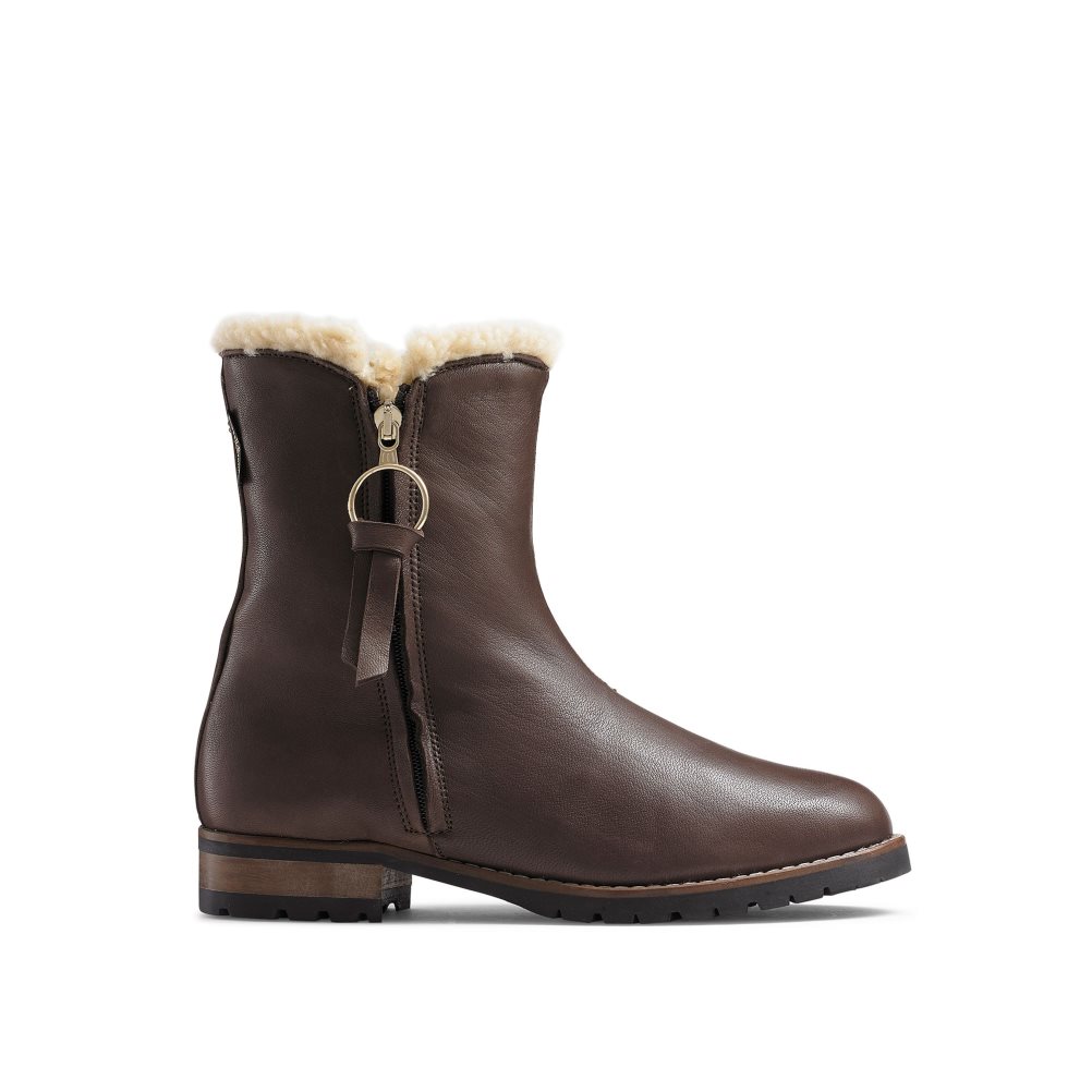 Russell And Bromley Grizzly Warm Forede Zip Ankelstøvletter Dame Mørke Brune | 921NPCRY