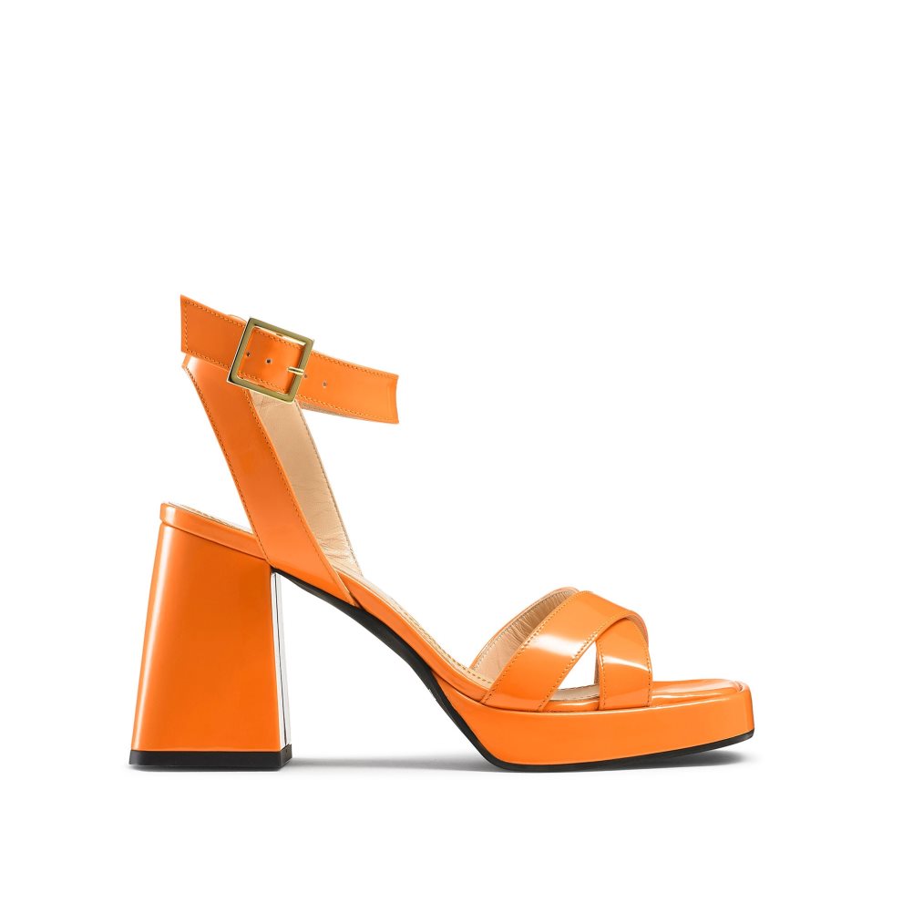 Russell And Bromley Groovybaby Platform Sandaler med Hæl Dame Oransje | 076LMBSK