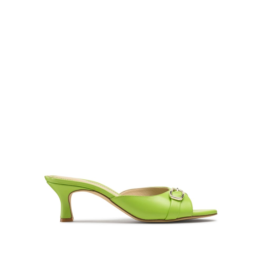 Russell And Bromley Happyhour Kitten Heel Mules Sko Dame Grønn | 186YVMHQ