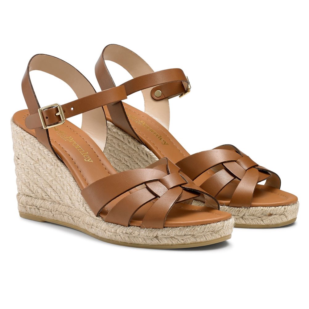 Russell And Bromley Headspin Woven Espadrille Wedge Dame Brune | 034HVBMW