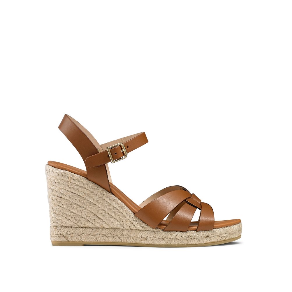 Russell And Bromley Headspin Woven Espadrille Wedge Dame Brune | 034HVBMW