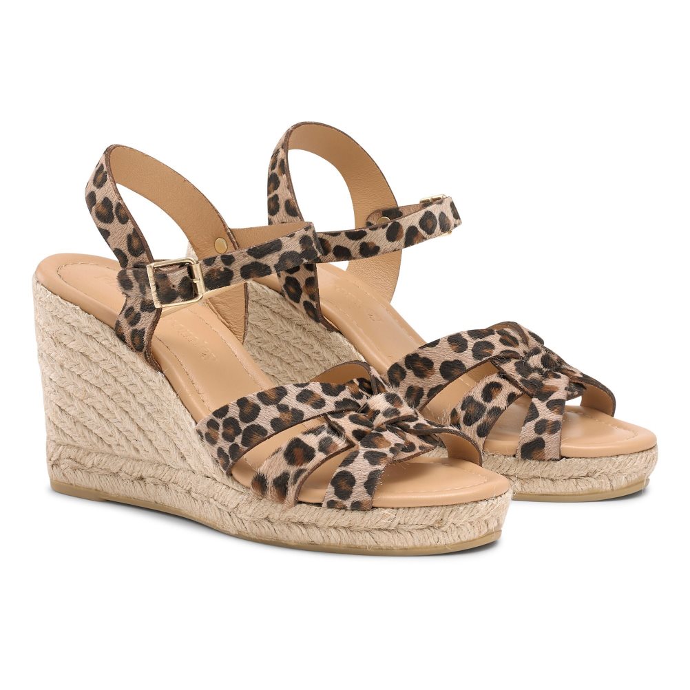 Russell And Bromley Headspin Woven Espadrille Wedge Dame Leopard | 163AHZVT