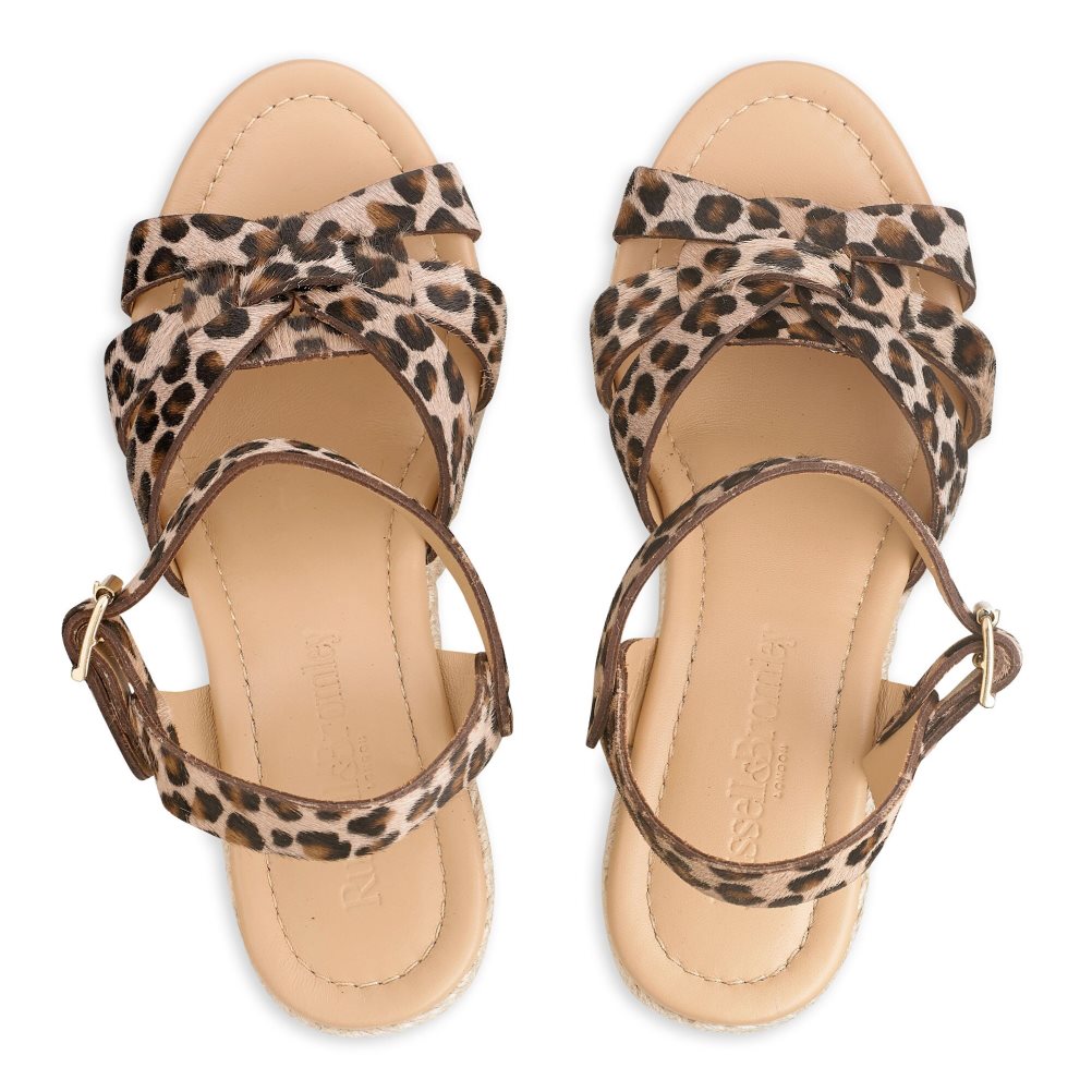 Russell And Bromley Headspin Woven Espadrille Wedge Dame Leopard | 163AHZVT