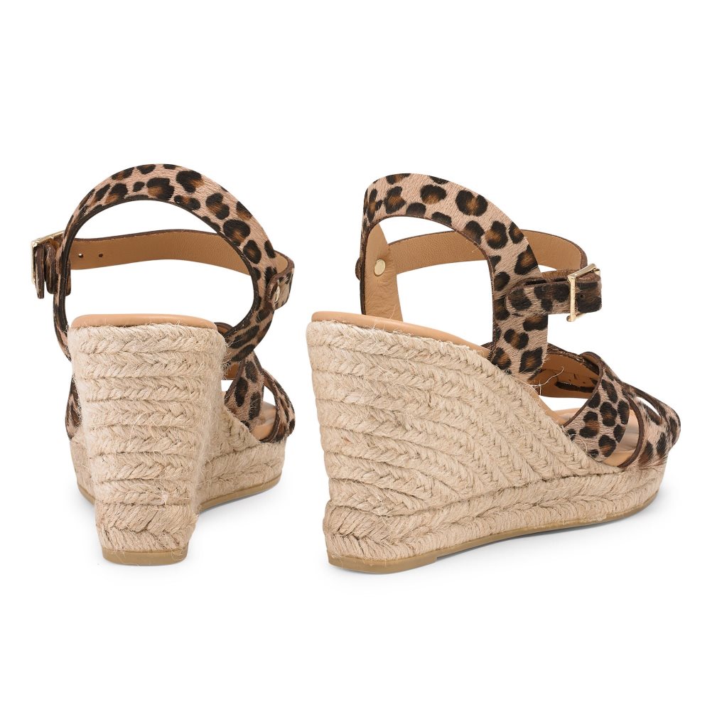 Russell And Bromley Headspin Woven Espadrille Wedge Dame Leopard | 163AHZVT