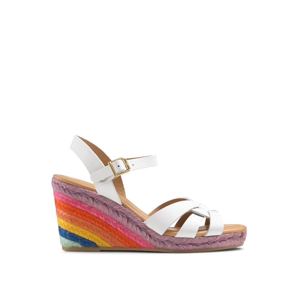 Russell And Bromley Headspin Woven Espadrille Wedge Dame Hvite Multicolor | 695ITEJG