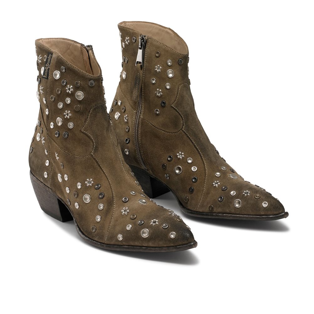 Russell And Bromley Howdy Embellished Western Ankelstøvletter Dame Brune | 516MCJBO