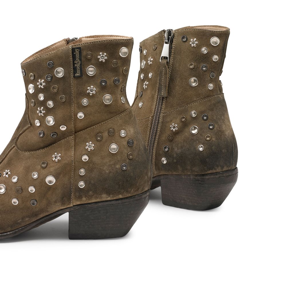 Russell And Bromley Howdy Embellished Western Ankelstøvletter Dame Brune | 516MCJBO