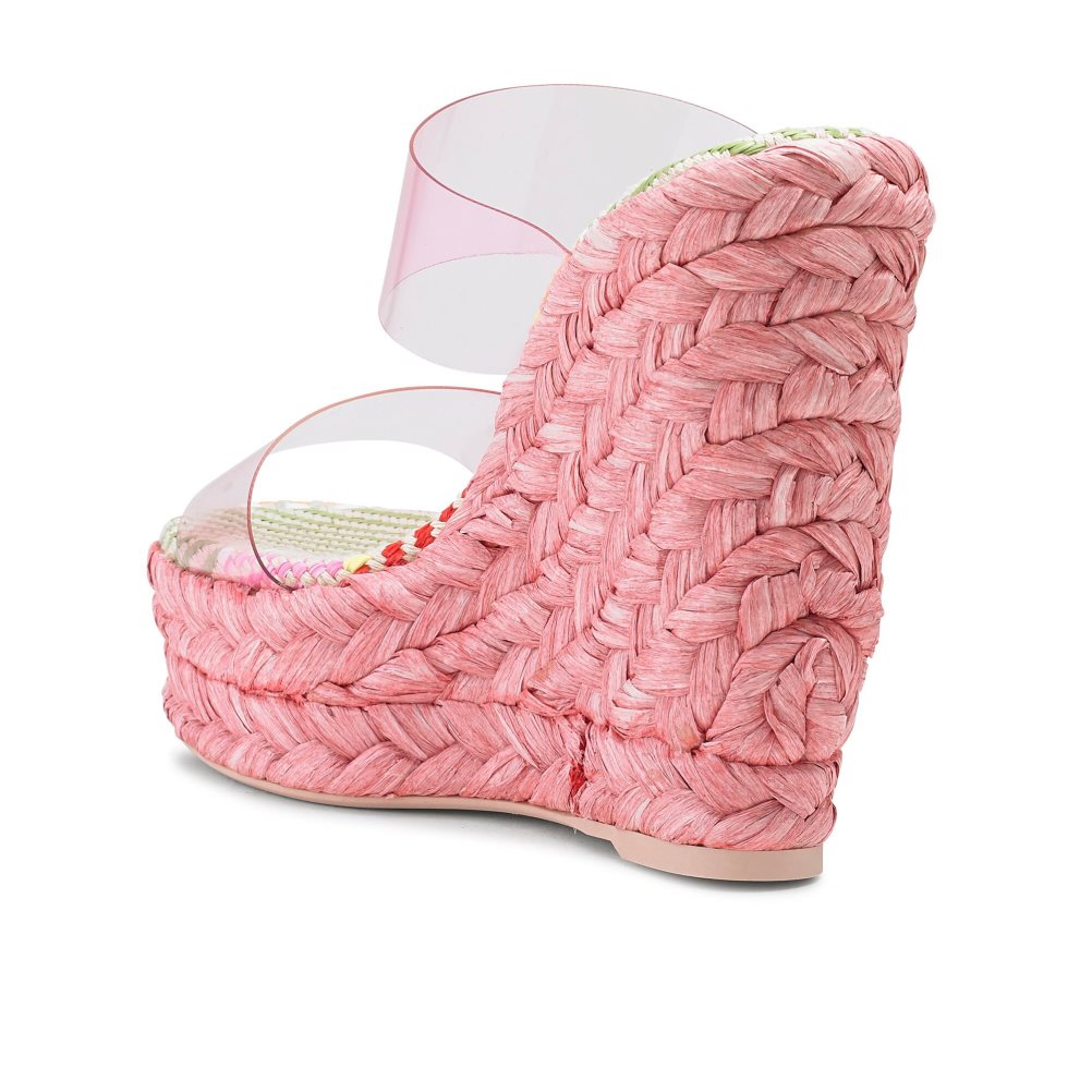 Russell And Bromley Iceberg Perspex Espadrille Wedge Dame Rosa | 625JWLXB