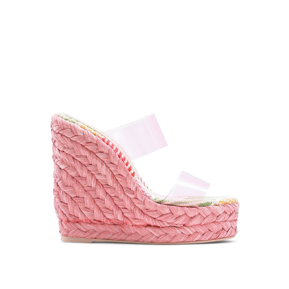 Russell And Bromley Iceberg Perspex Espadrille Wedge Dame Rosa | 625JWLXB