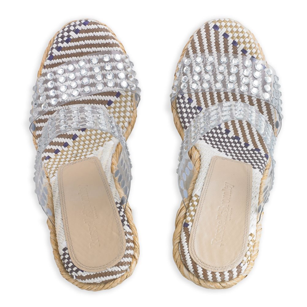 Russell And Bromley Iceberg Perspex Espadrille Wedge Dame Sølv | 695MFEST