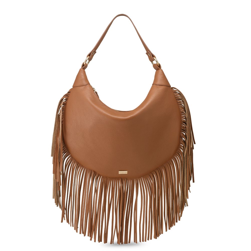 Russell And Bromley Indie Fringed Skulderveske Dame Brune | 301SGVNT