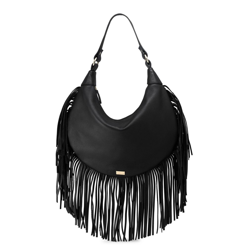 Russell And Bromley Indie Fringed Skulderveske Dame Svarte | 581XRHNW