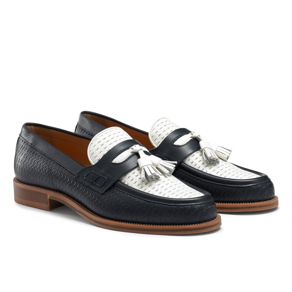 Russell And Bromley Keeble 4 Tassel College Kjoler Sko Herre Marineblå Hvite | 693CXSUP