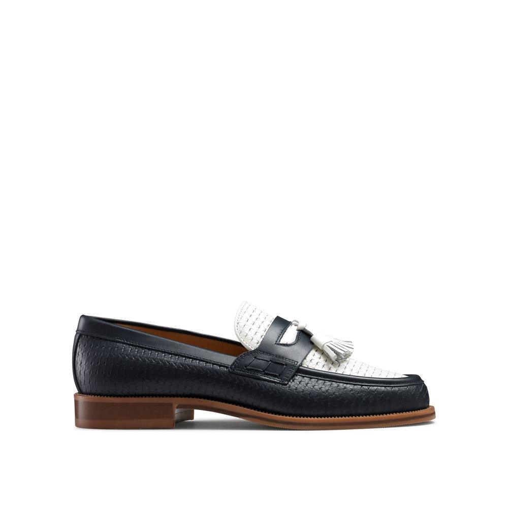 Russell And Bromley Keeble 4 Tassel College Kjoler Sko Herre Marineblå Hvite | 693CXSUP