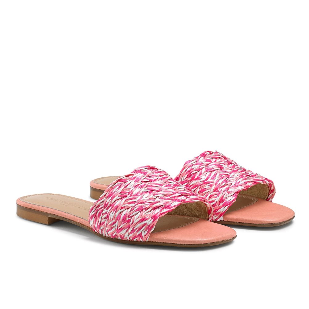 Russell And Bromley Kiss You Raffia Flate Sandaler Dame Rosa | 503ECLYF