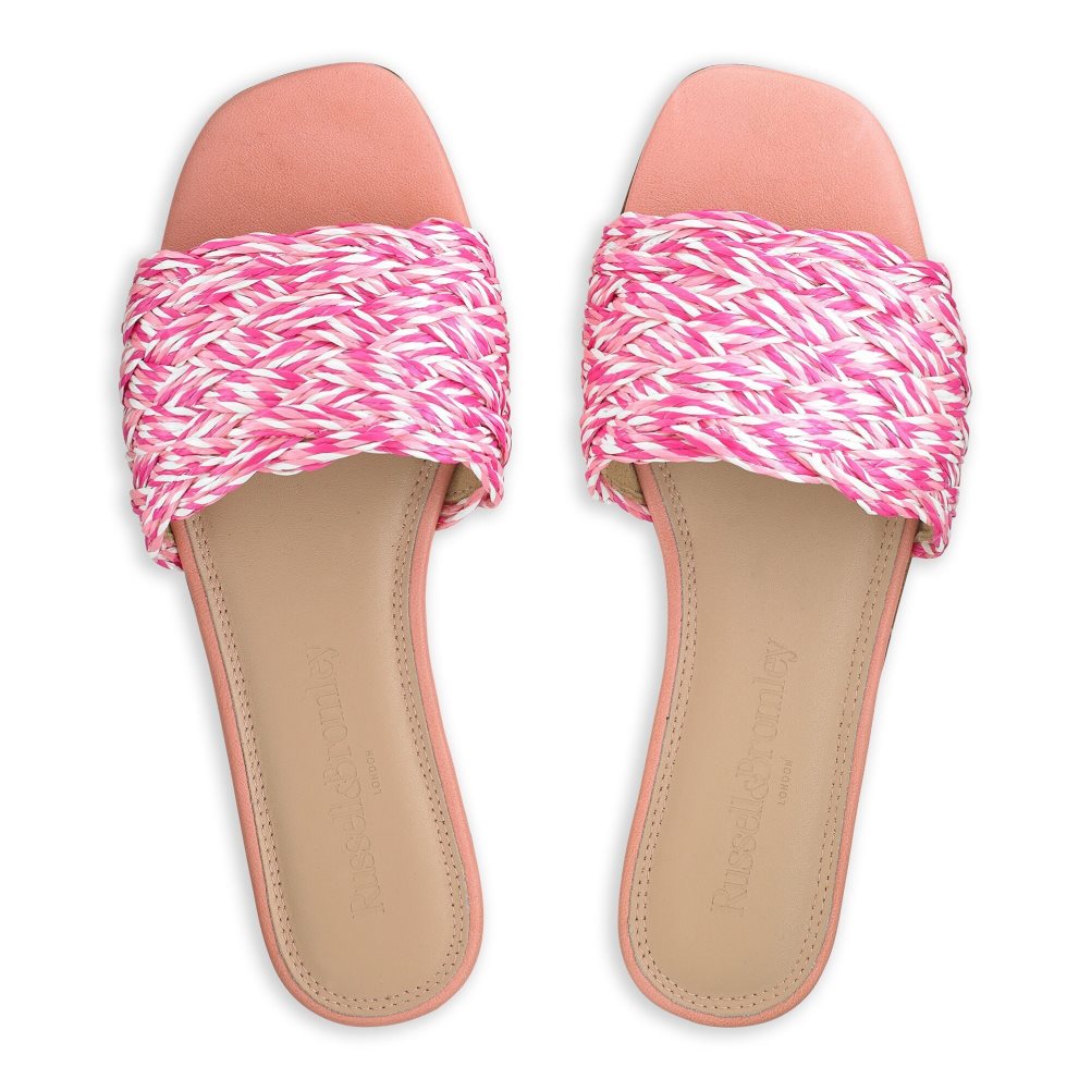 Russell And Bromley Kiss You Raffia Flate Sandaler Dame Rosa | 503ECLYF