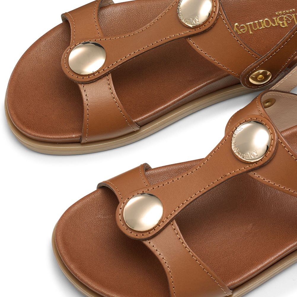 Russell And Bromley Laura Disc Footbed Flate Sandaler Dame Brune | 168QOPEJ