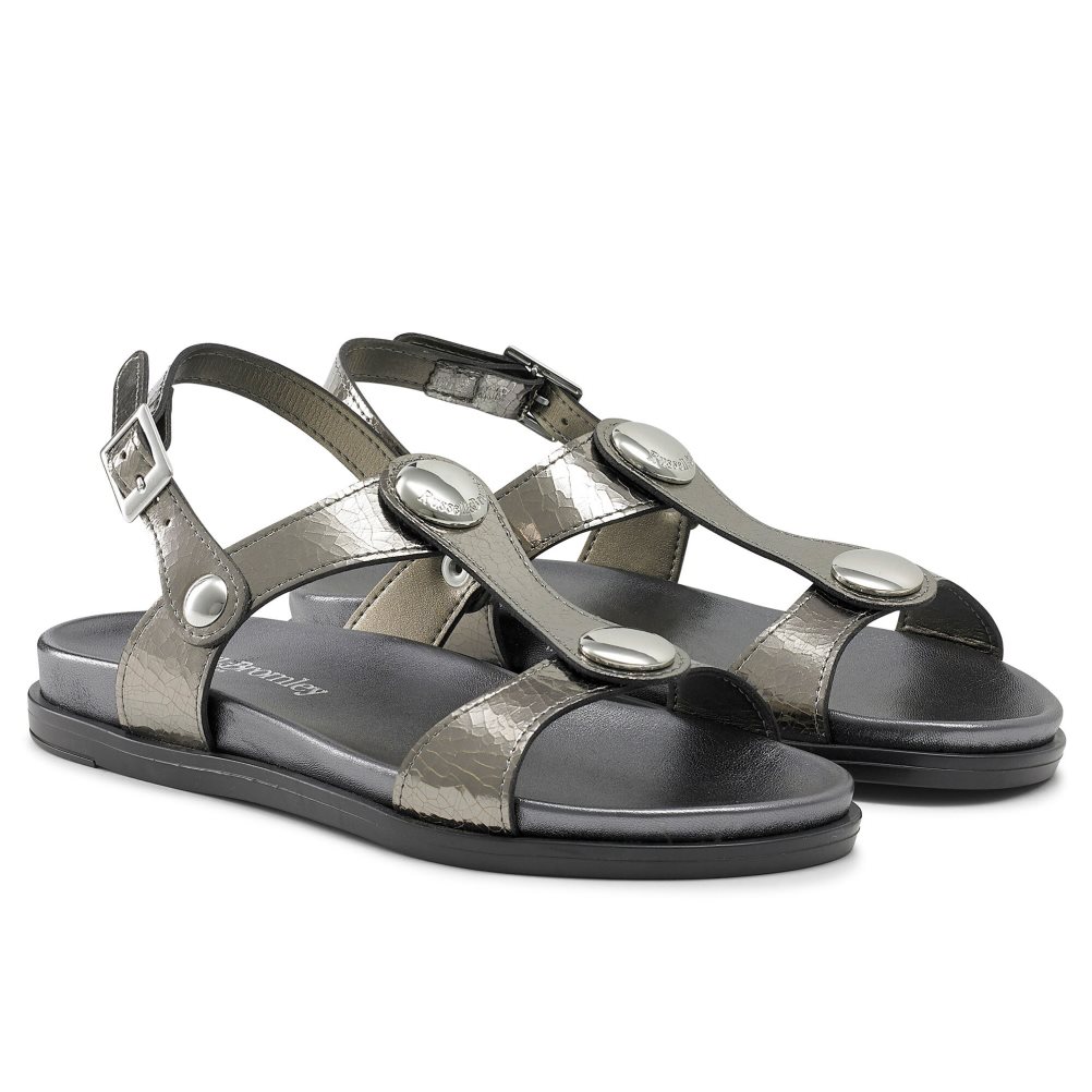 Russell And Bromley Laura Disc Footbed Flate Sandaler Dame Metal | 792JLWME