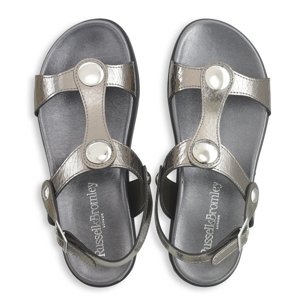 Russell And Bromley Laura Disc Footbed Flate Sandaler Dame Metal | 792JLWME