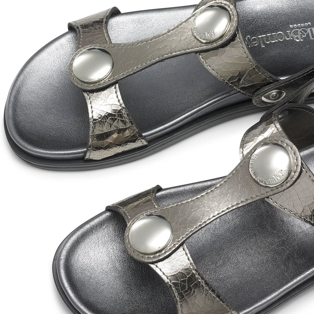 Russell And Bromley Laura Disc Footbed Flate Sandaler Dame Metal | 792JLWME