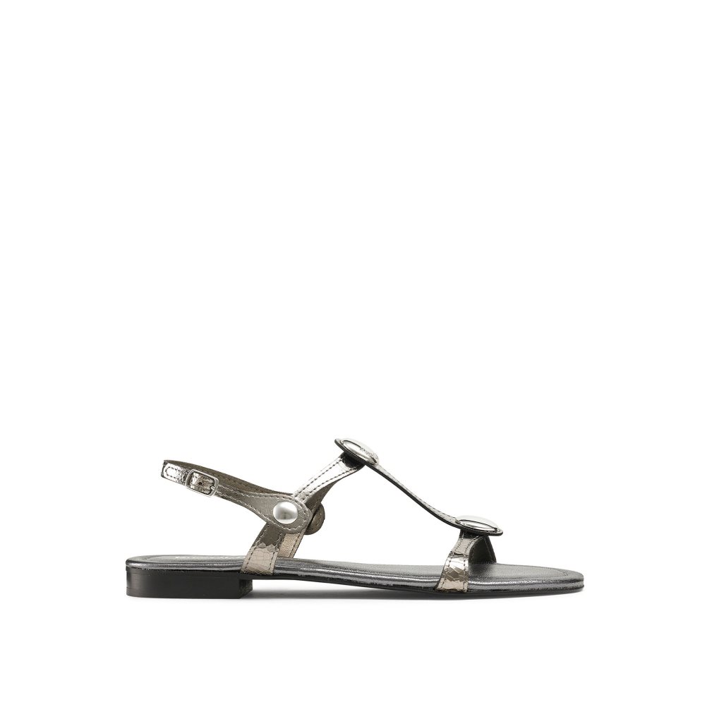 Russell And Bromley Lauren Disc Trim Flate Sandaler Dame Metal | 684HSKMI