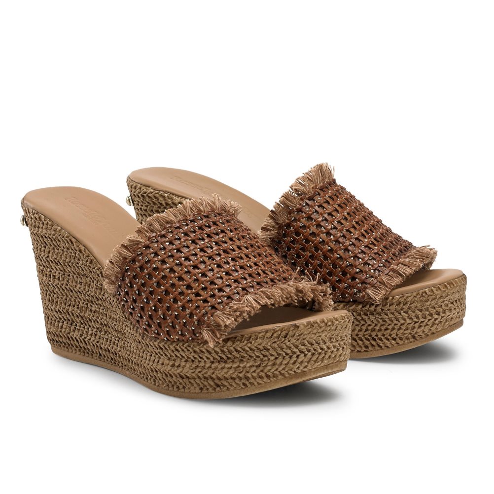 Russell And Bromley Libertine Weave Wedge Dame Brune | 123IGTMC