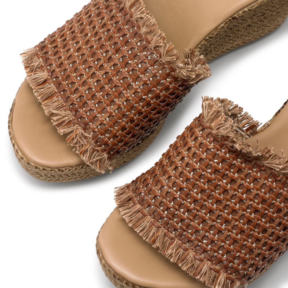 Russell And Bromley Libertine Weave Wedge Dame Brune | 123IGTMC