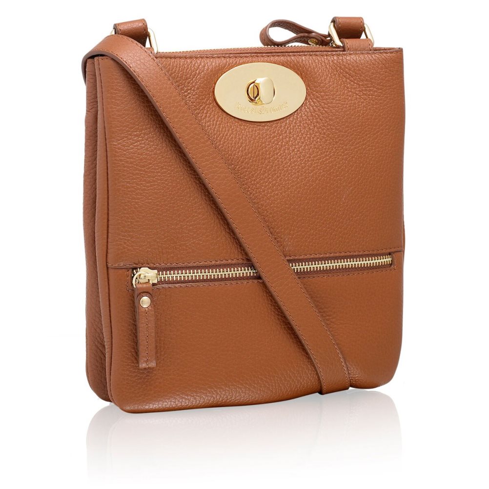 Russell And Bromley Lincoln Turnlock Crossbody Veske Dame Brune | 561CSLQX