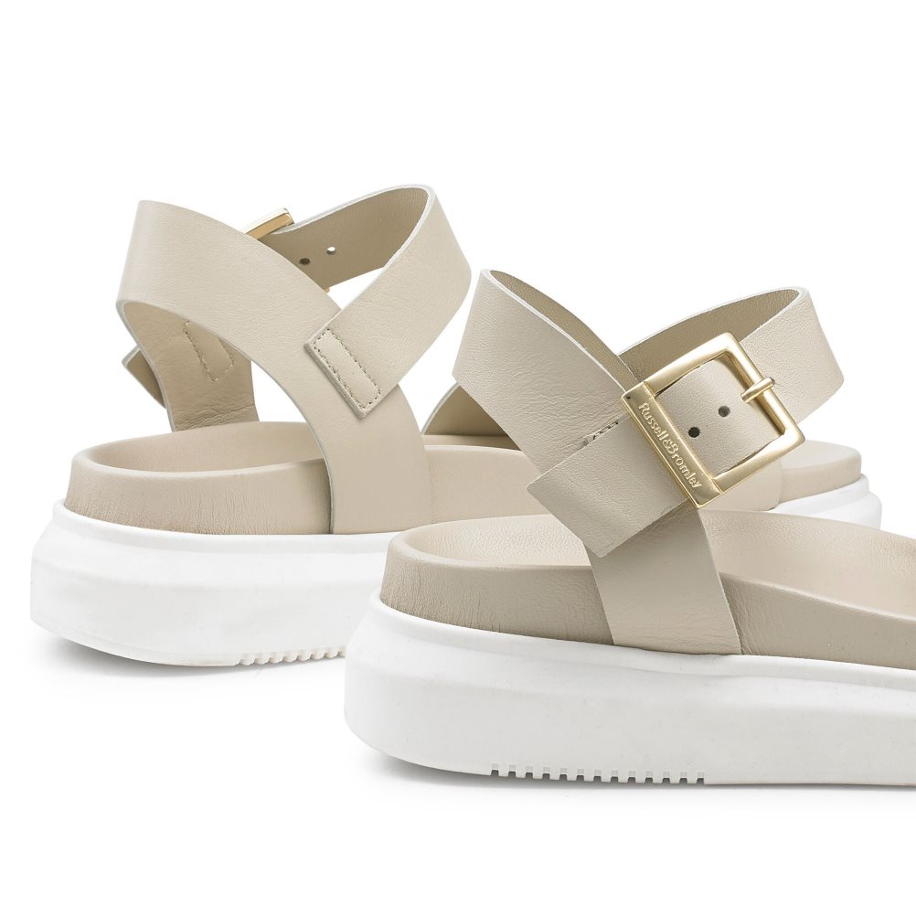 Russell And Bromley Miramar Chunky Flate Sandaler Dame Beige | 215EVWLB