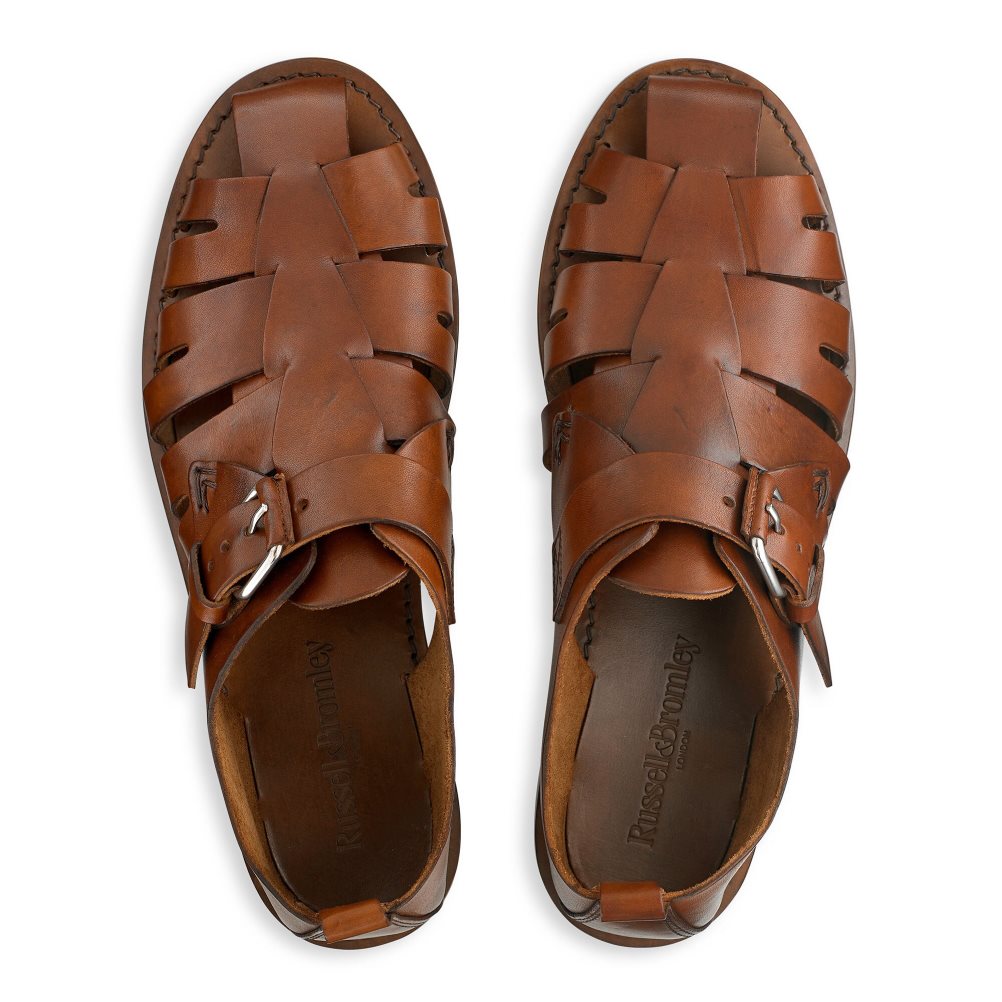 Russell And Bromley Neptune Buckled Fisherman Sandaler Herre Brune | 637PNAEJ