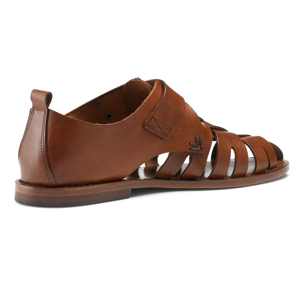 Russell And Bromley Neptune Buckled Fisherman Sandaler Herre Brune | 637PNAEJ