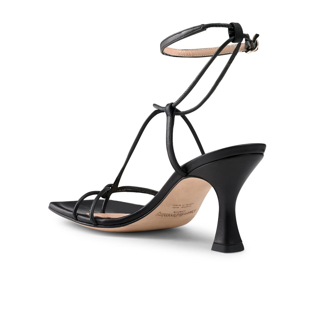 Russell And Bromley Noodles Skinny Reima Sandaler med Hæl Dame Svarte | 897UGYIO