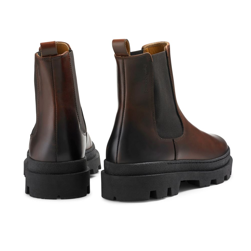 Russell And Bromley Off Grid Chunky Sole Chelsea Støvler Herre Mørke Brune | 295GIZUD