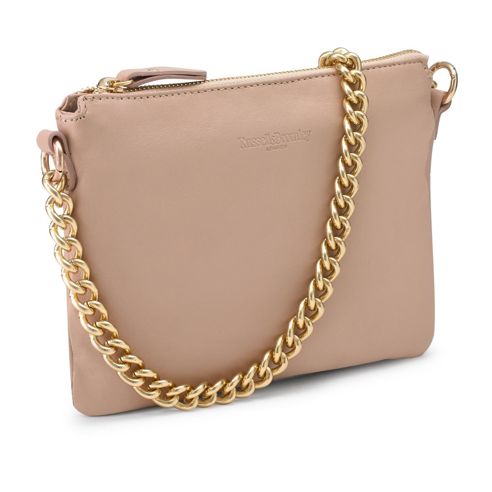 Russell And Bromley On Point Chain Zip Pouch Skulderveske Dame Beige | 042YKMJW