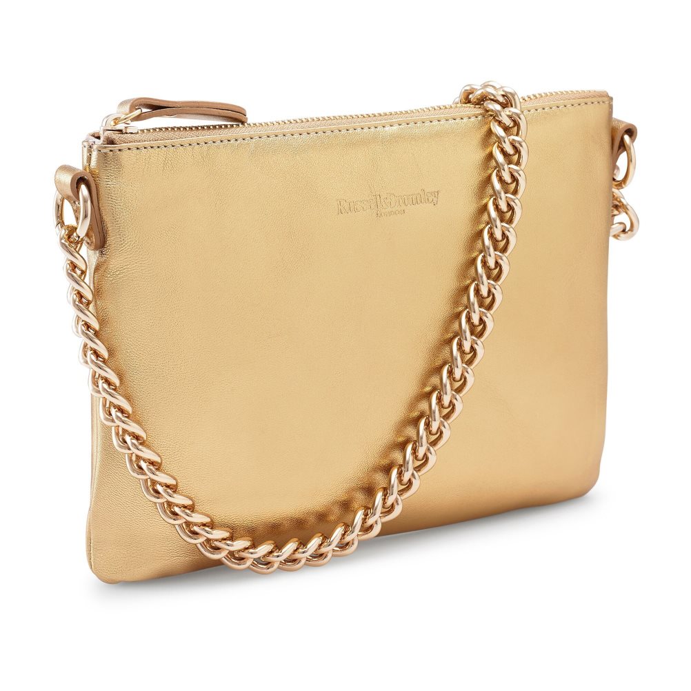 Russell And Bromley On Point Chain Zip Pouch Skulderveske Dame Gull | 308VQCOP