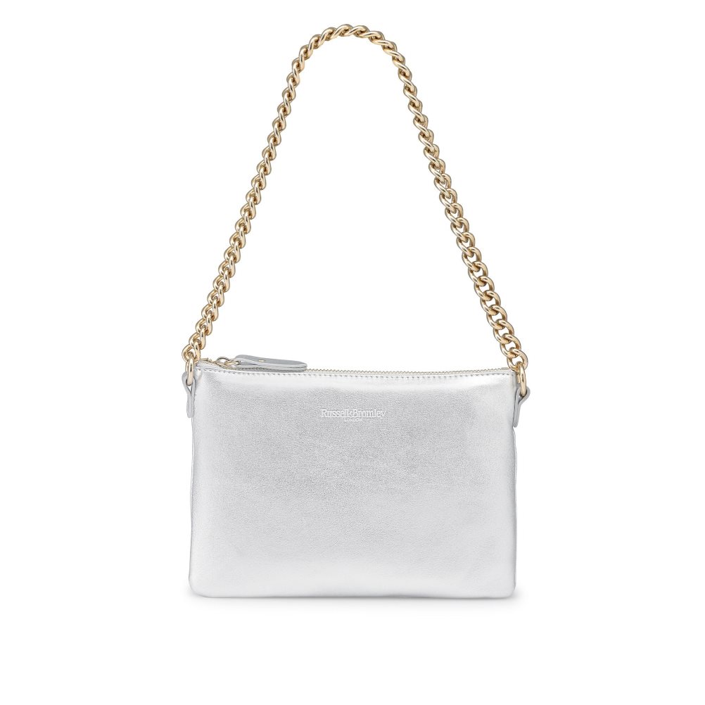 Russell And Bromley On Point Chain Zip Pouch Skulderveske Dame Sølv | 502AVNJQ