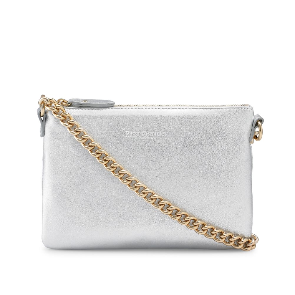 Russell And Bromley On Point Chain Zip Pouch Skulderveske Dame Sølv | 502AVNJQ