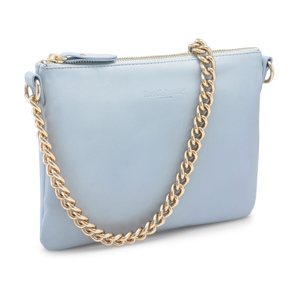 Russell And Bromley On Point Chain Zip Pouch Skulderveske Dame Lyse Blå | 639IPZFB