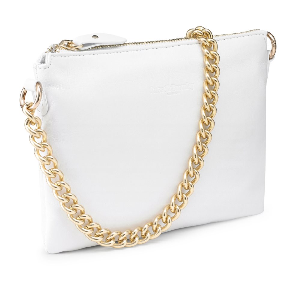 Russell And Bromley On Point Chain Zip Pouch Skulderveske Dame Hvite | 974SIMRZ