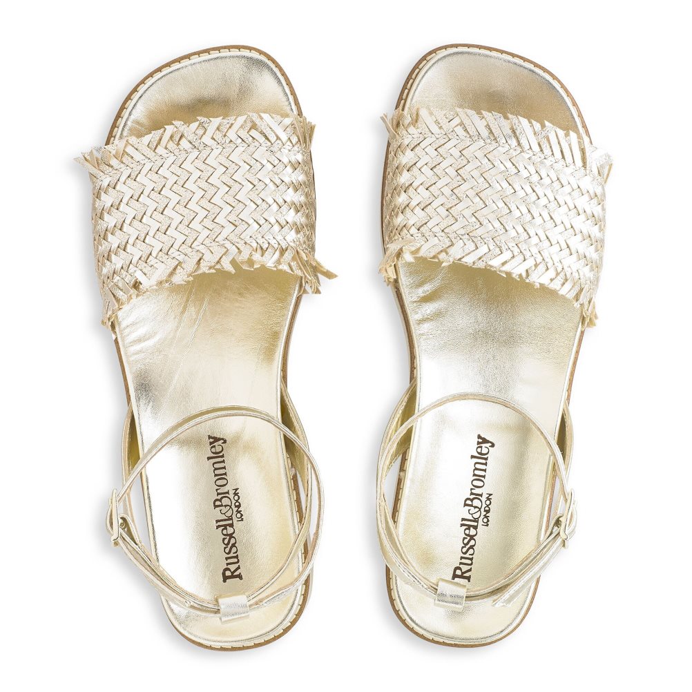 Russell And Bromley Orlando Woven Footbed Flate Sandaler Dame Gull | 935XGUAL