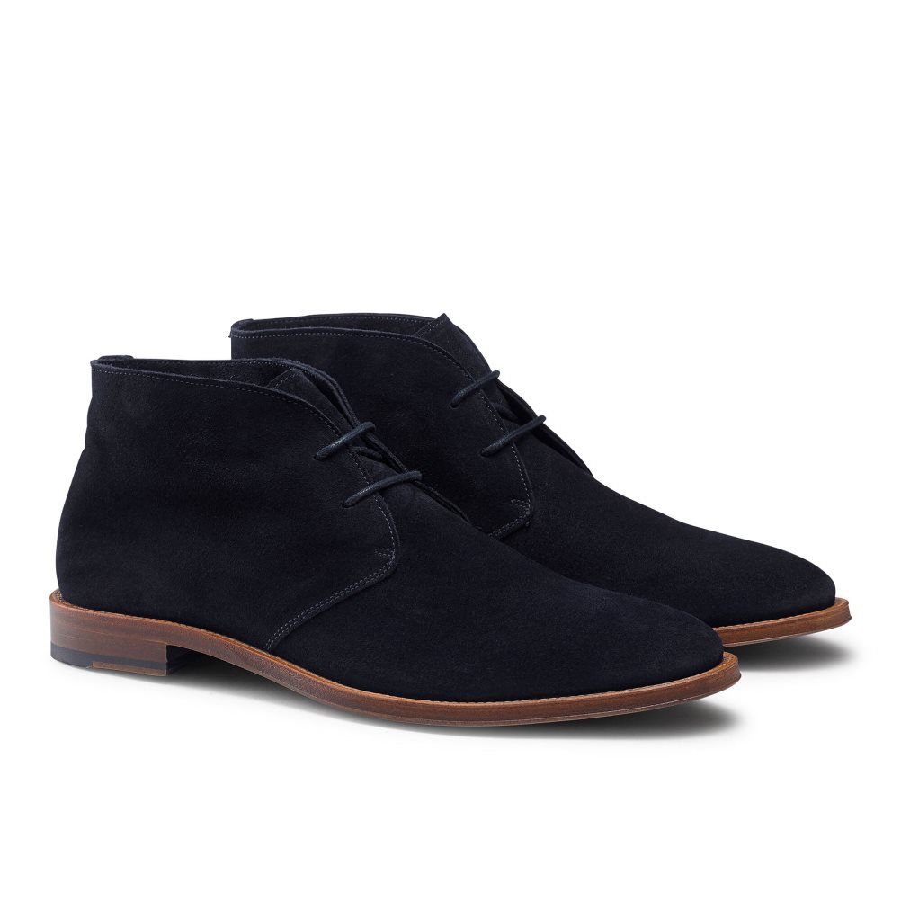 Russell And Bromley Pall Mall Unlined Chukka Støvler Herre Marineblå | 701TDYEN