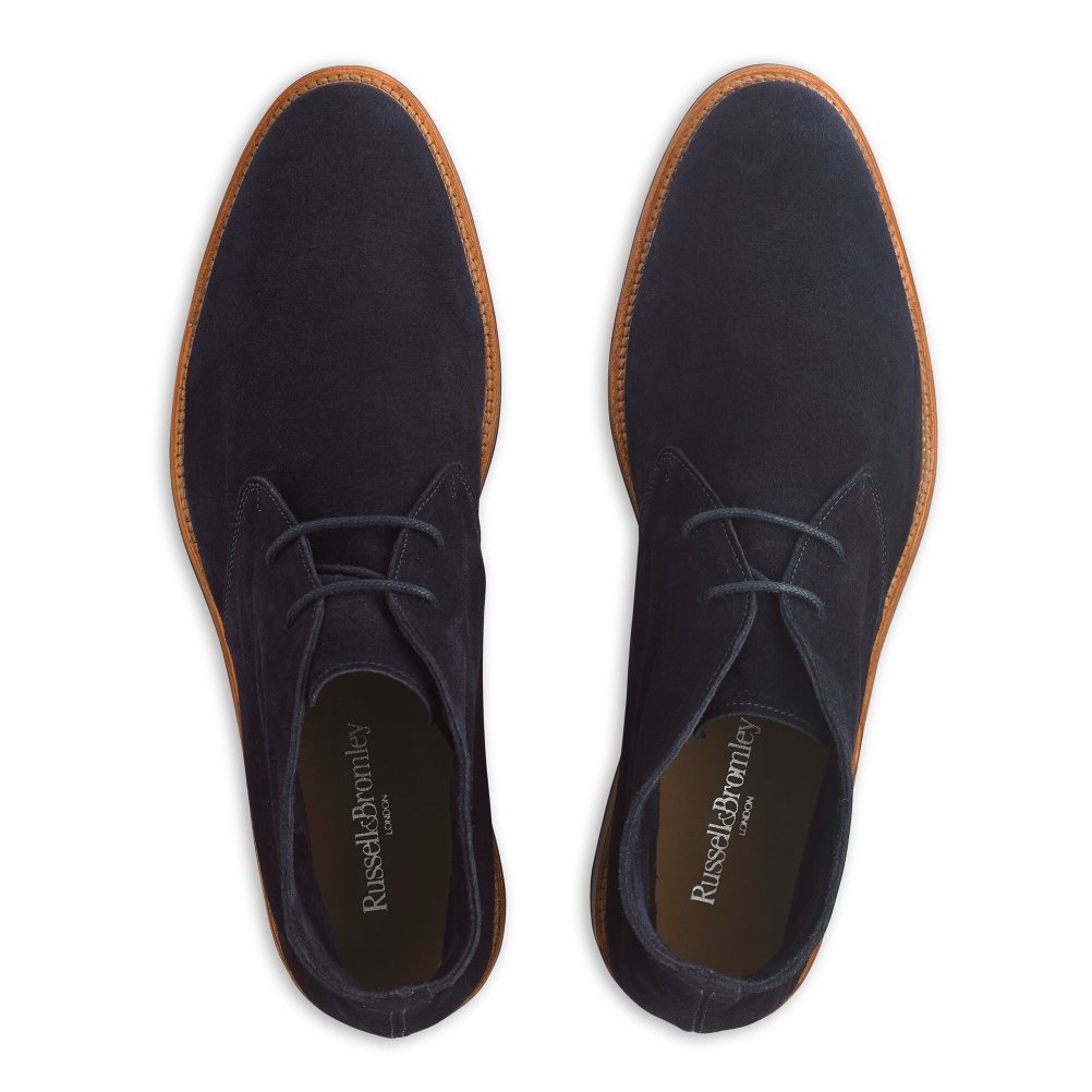 Russell And Bromley Pall Mall Unlined Chukka Støvler Herre Marineblå | 701TDYEN