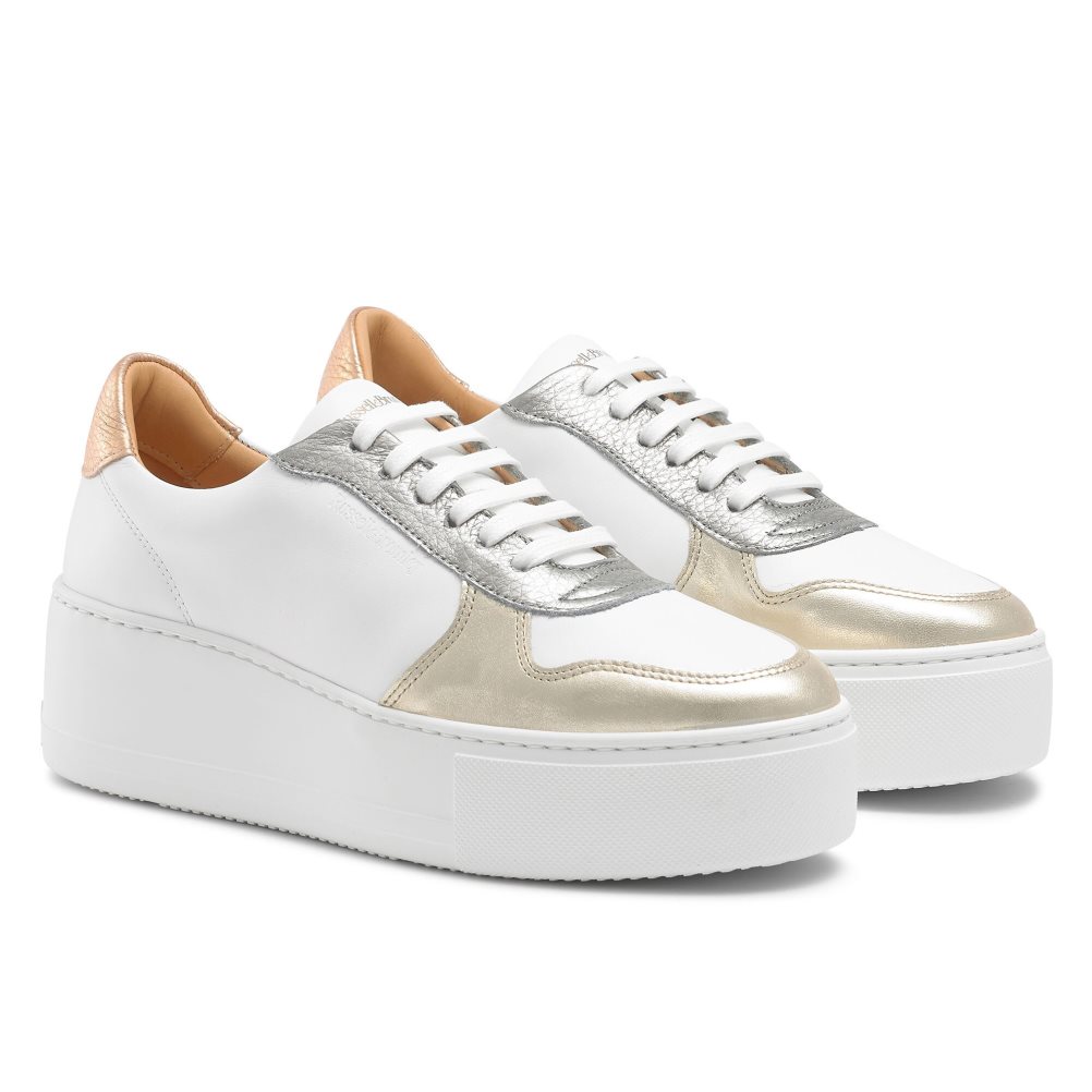 Russell And Bromley Park Blonder Blonder-up Platform Sko Dame Hvite Gull | 586ABGPH